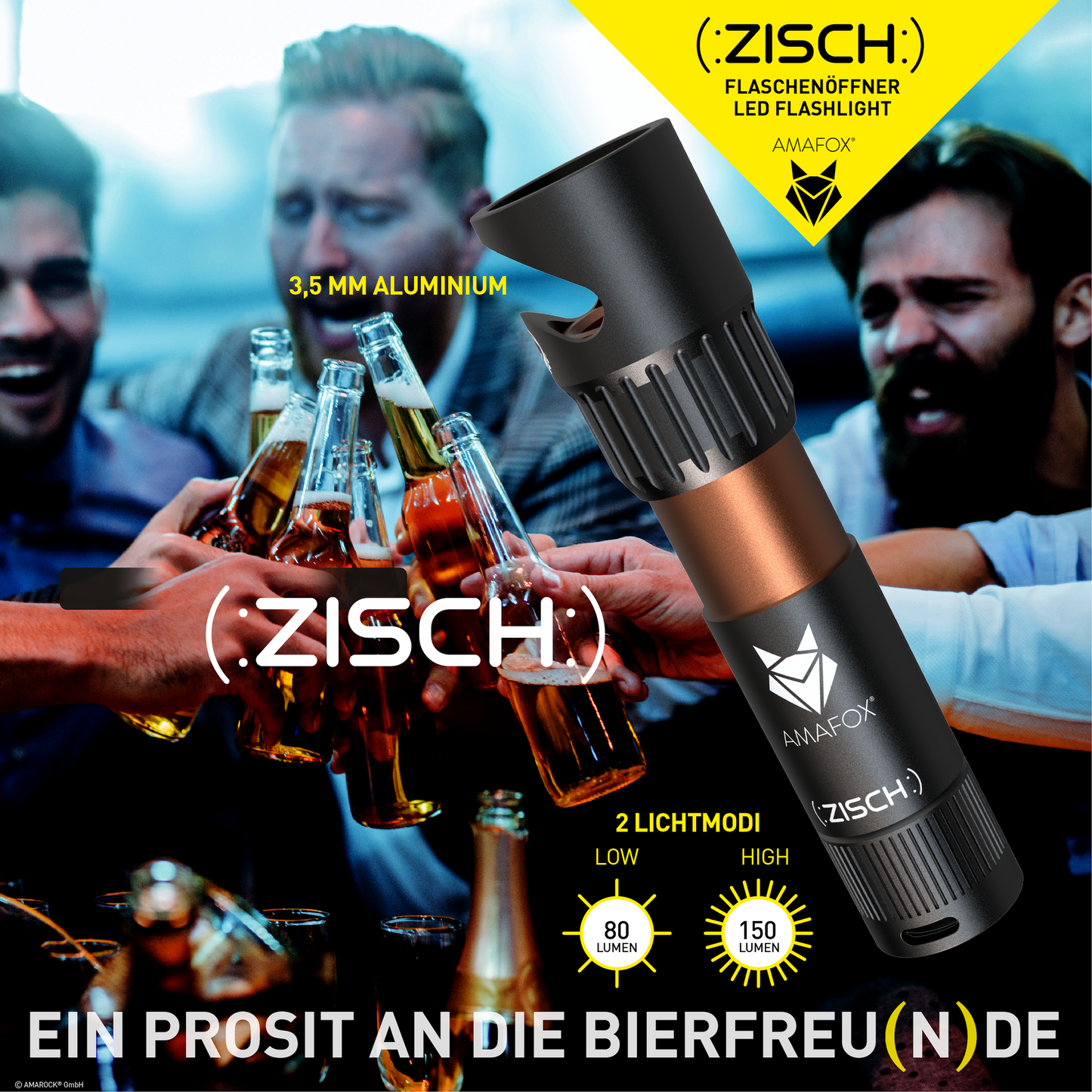 AMAFOX G1 (:ZISCH:) Flaschenöffner Taschenlampe
