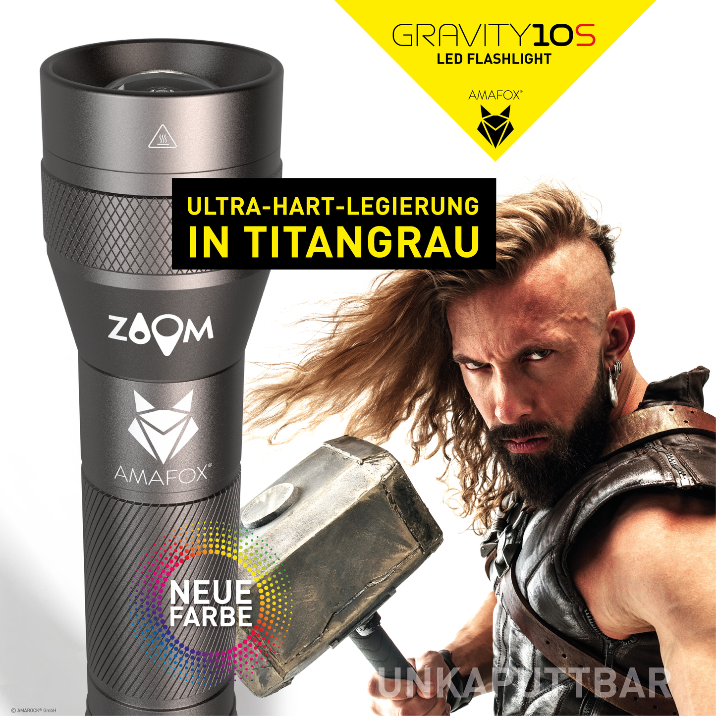 AMAFOX G10S / Taschenlampe ohne Batterien / 1000 Lumen