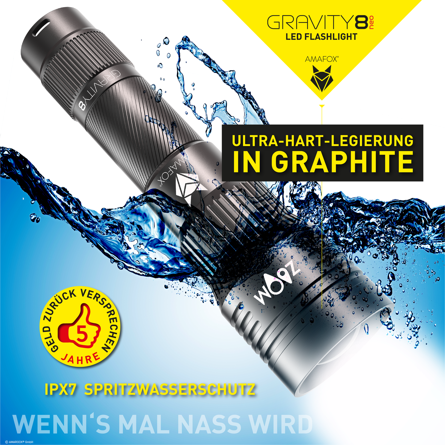 AMAFOX G8-NEO / Taschenlampe mit Akku / 2100 Lumen