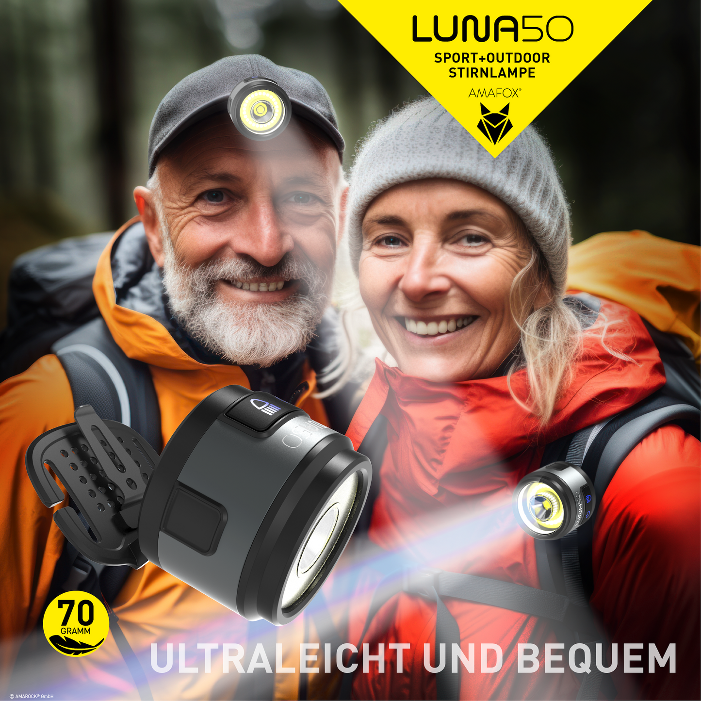 AMAFOX LUNA50 / Sport und Outdoor Stirnlampe