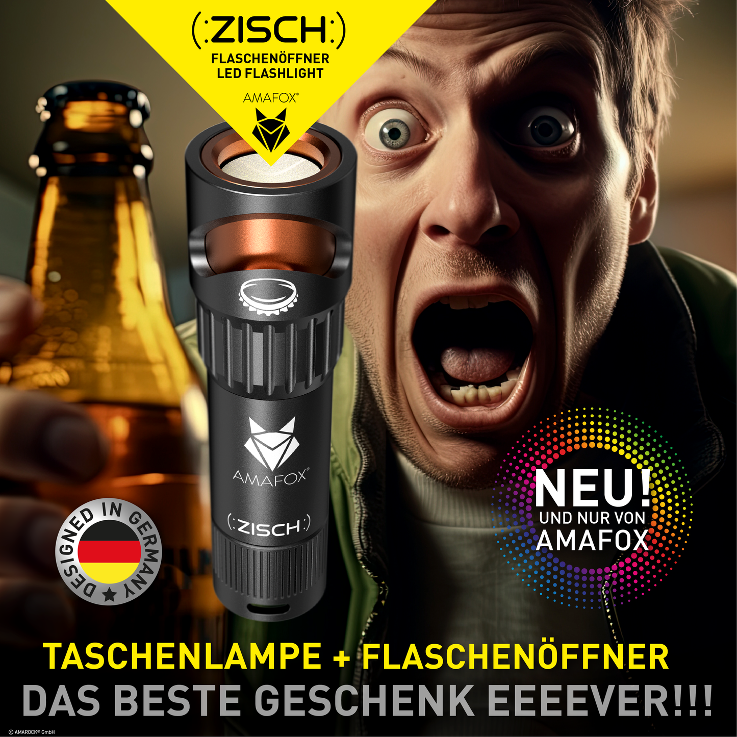 AMAFOX G1 (:ZISCH:) Flaschenöffner Taschenlampe
