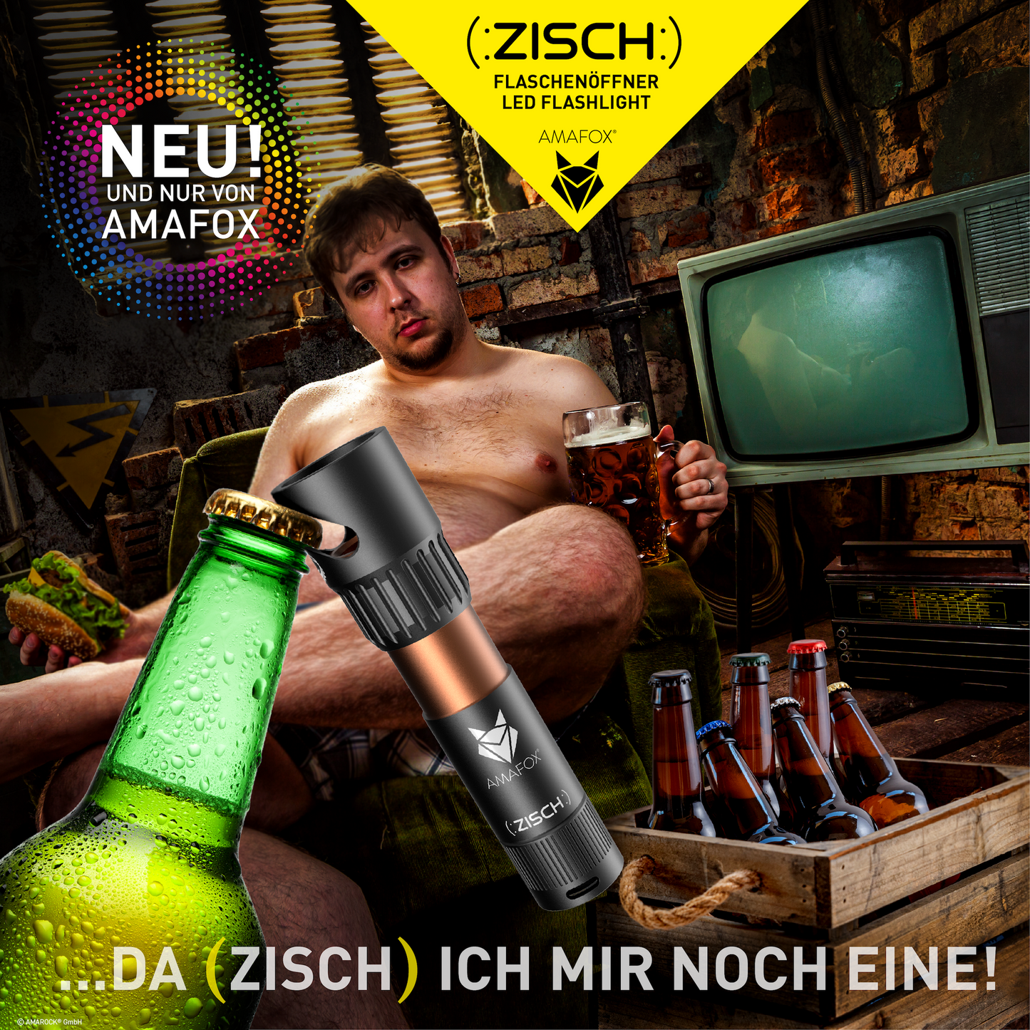 AMAFOX G1 (:ZISCH:) Flaschenöffner Taschenlampe