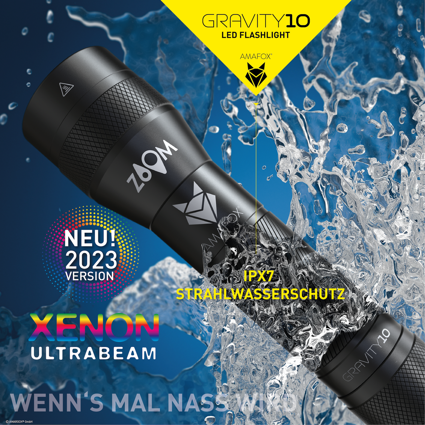 AMAFOX G10 / Taschenlampe mit Batterien / 1000 Lumen