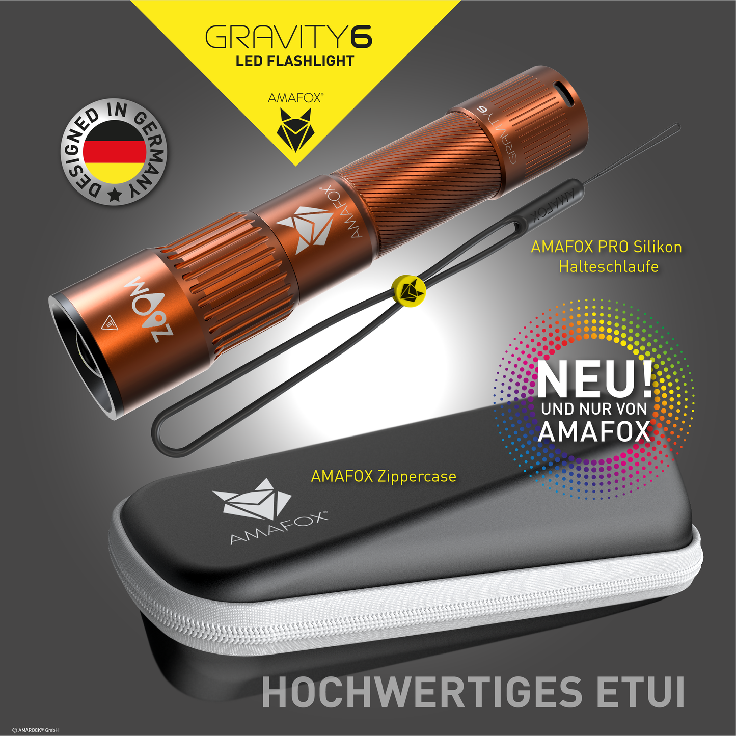 AMAFOX G6 / Taschenlampe mit Akku / 1500 Lumen
