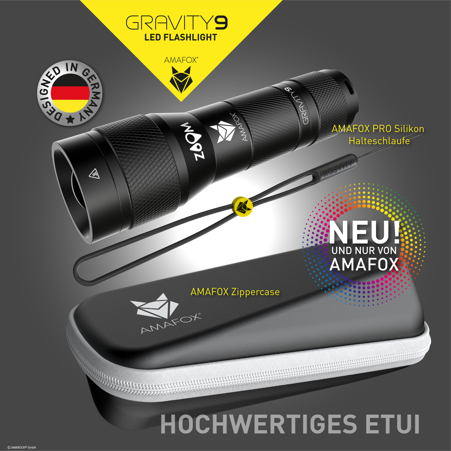 AMAFOX G9 / Taschenlampe mit Akku / 1500 Lumen