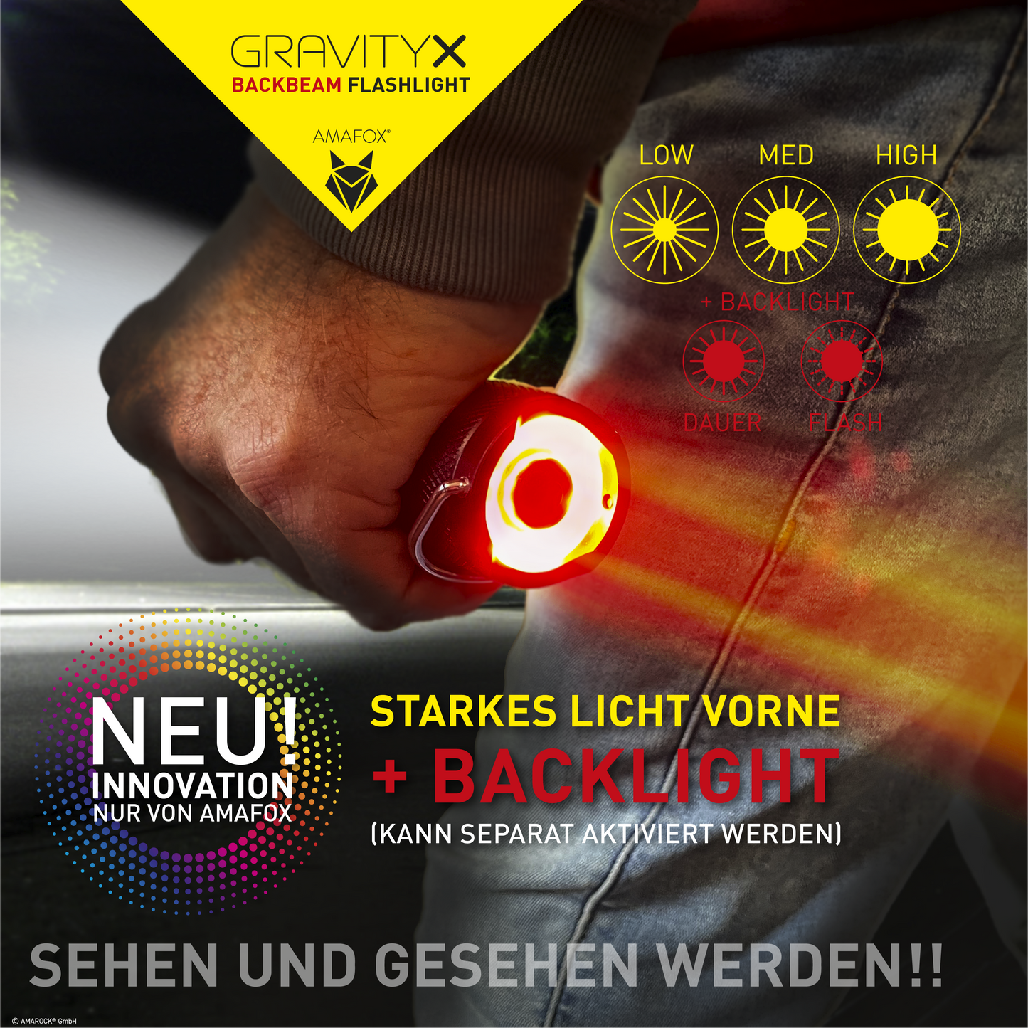 AMAFOX GX / Taschenlampe mit Batterien / 1000 Lumen