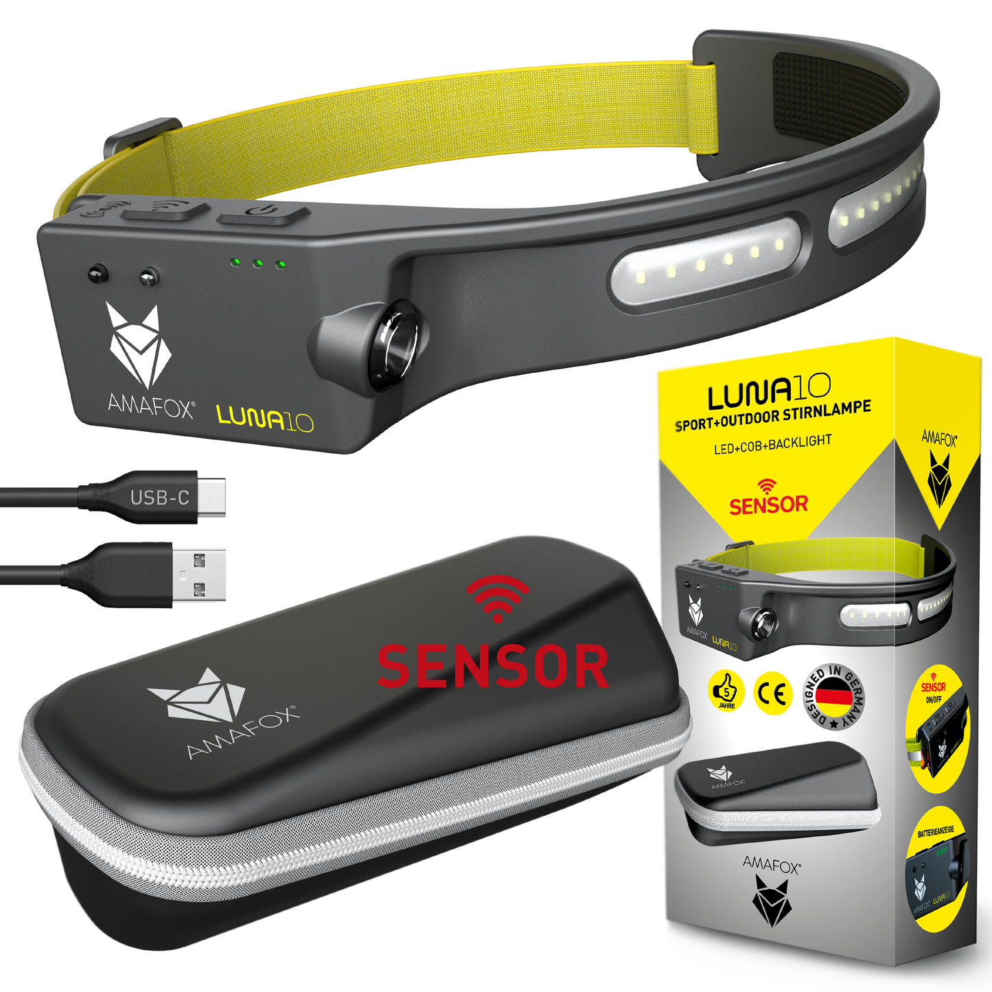 AMAFOX LUNA10 / Sport und Outdoor Stirnlampe