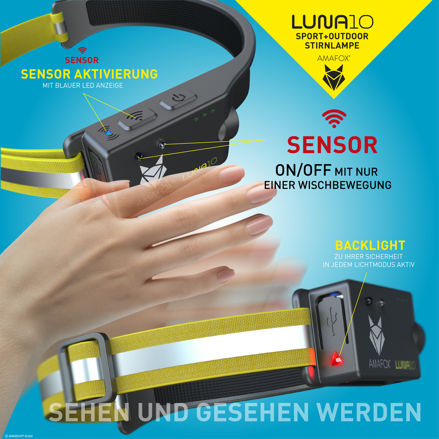 AMAFOX LUNA10 / Sport und Outdoor Stirnlampe